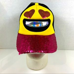 Emoji Heart Eyes Pink Sparkle Cap